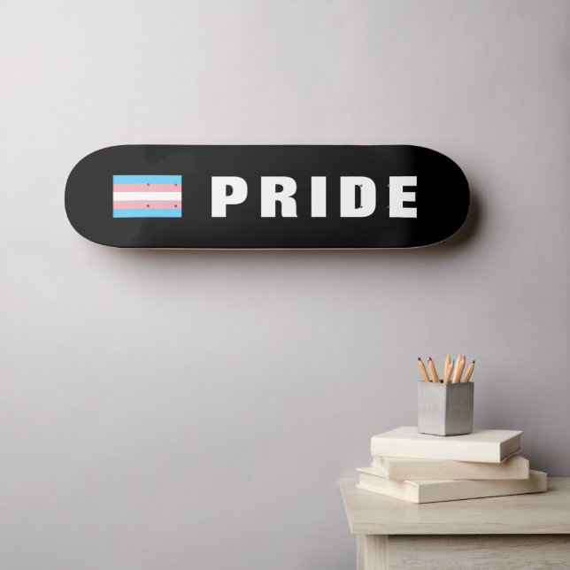 Custom Text LGBTQ Rainbow Trangender Pride Flag Skateboard (Wall Art (Horz))