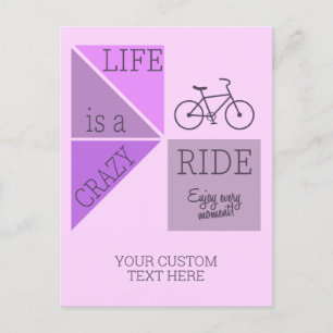 Custom Text Life is a Crazy Ride Postcard