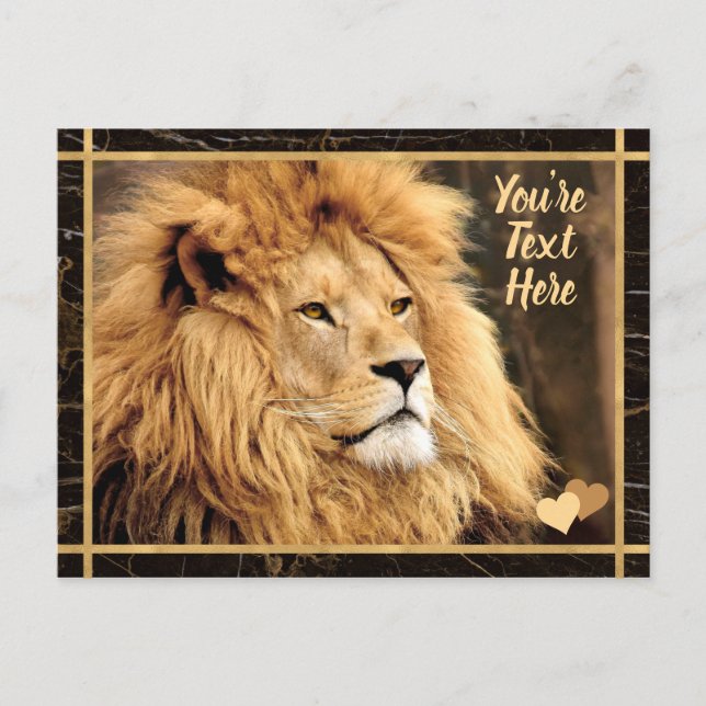 Custom Text Lion Photo Postcard (Front)