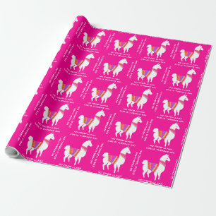 Custom Text Little Girls Birthday Party Llama Wrapping Paper