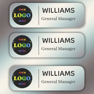 Custom Text Logo Business or Employees  Silver  Name Tag