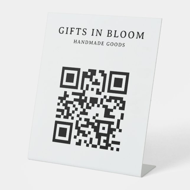 Custom Text Logo Flag Vendor Booth Display QR Code Pedestal Sign (Front)