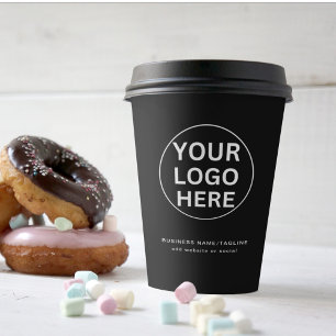 Custom Text & Logo l Professional Black & White Paper Cups