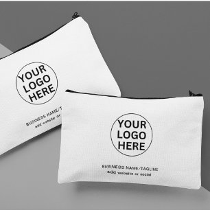 Custom Text & Logo l Promotional Black & White  Accessory Pouch