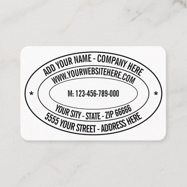 Custom Text Logo Name Address Info Business Card (Front)
