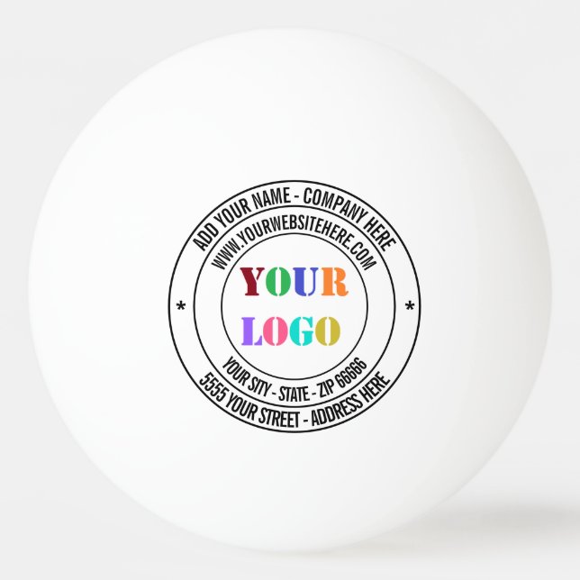 Custom Text Logo Name Address Info Ping Pong Ball (Front)
