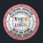 Custom Text Logo Name Address Website Dart Board<br><div class="desc">Dartboards with Custom Text Logo Name Address Website Promotional Stamp - Personalised Business / Personal Dart Board Gift - Add Your Name - Company / Address / Logo - Photo / Website or Email or Phone / more - Resize and move or remove and add elements / text with Customisation...</div>
