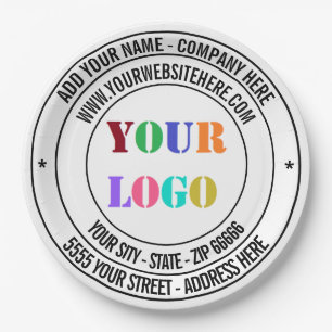 Custom Text Logo Name Address Website Paper Plates