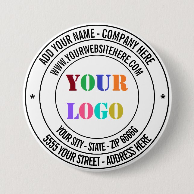 Custom Text Logo Name Address Website Promotional  7.5 Cm Round Badge (Front)