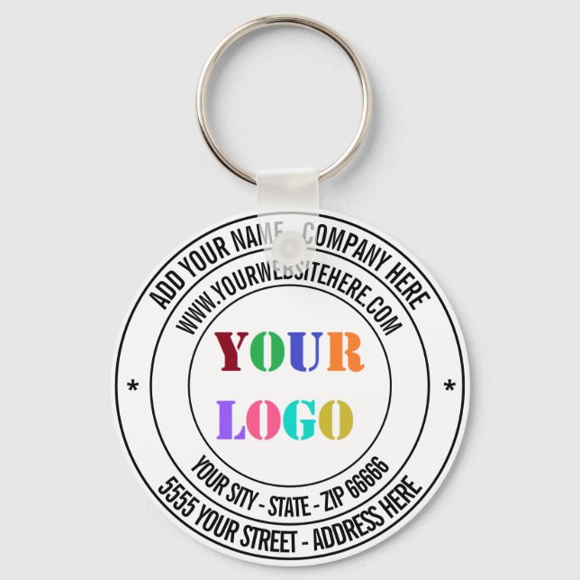 Custom Text Logo Name Address Website Promotional  Key Ring (Front)