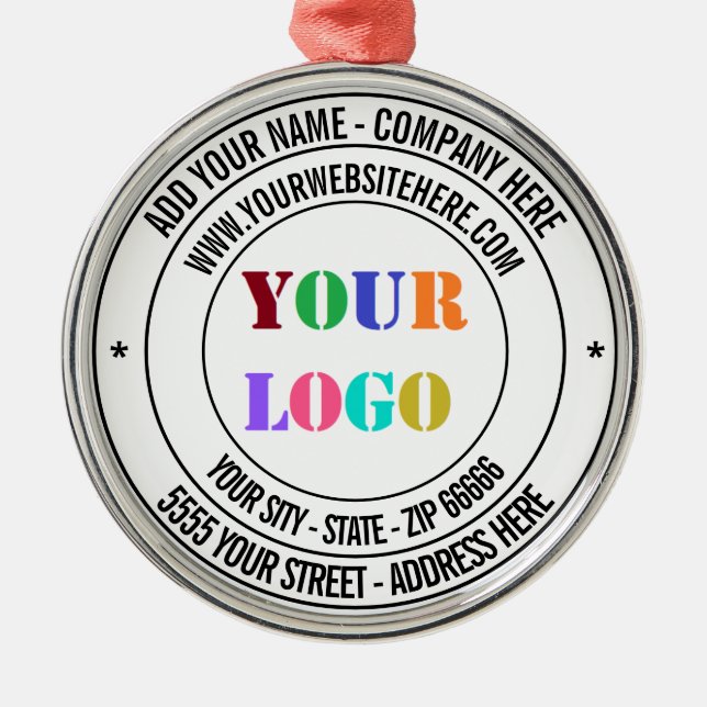 Custom Text Logo Name Address Website Promotional  Metal Tree Decoration (Front)