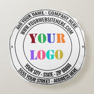Custom Text Logo Name Address Website Round Pillow