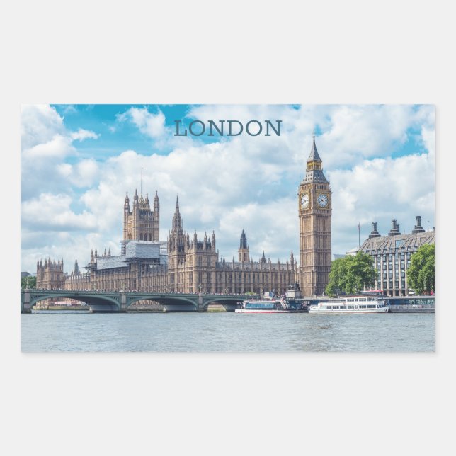 Custom Text London Rectangular Sticker (Front)