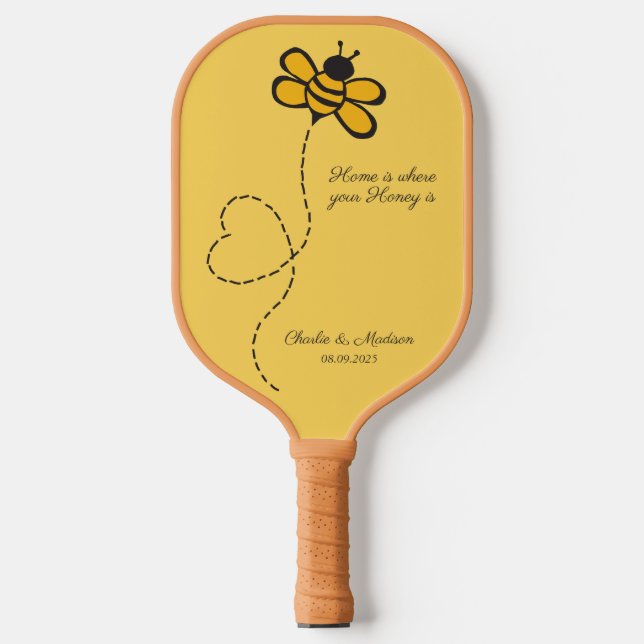 Custom Text Love Bee Pickleball Paddle (Front)