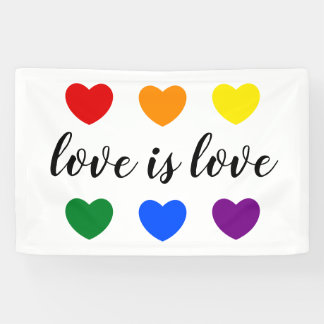 Custom Text Love is Love LGBT Rainbow Colour Heart Banner