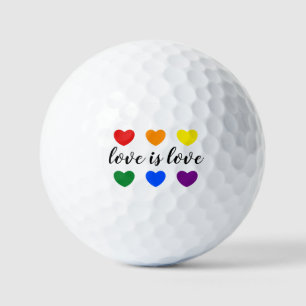 Custom Text Love is Love LGBT Rainbow Colour Heart Golf Balls
