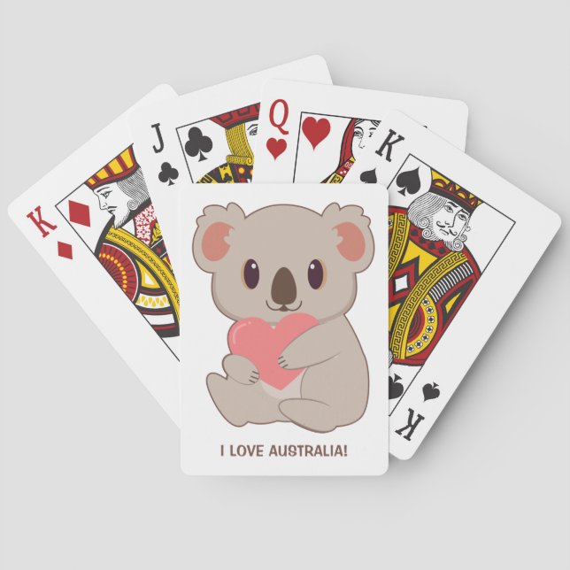 Custom Text Love Koala Playing Cards (Back)