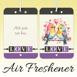 Custom text lovebirds romantic Valentine purple Car Air Freshener