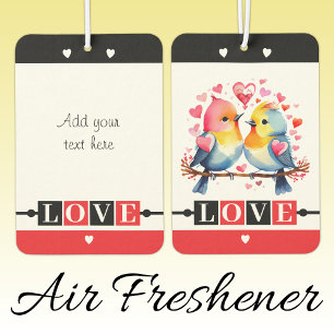 Custom text lovebirds romantic Valentine red Car Air Freshener