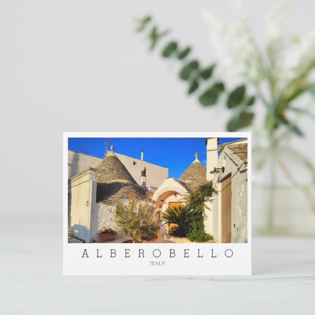 Custom text, lovely town of Alberobello, Puglia  P Postcard (Standing Front)