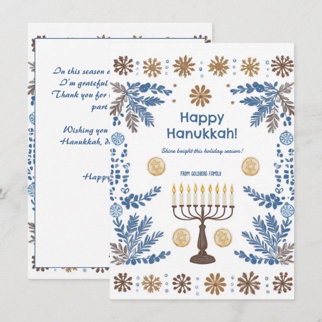 Custom text Luminous Festival of Lights Holiday Card (Front/Back)