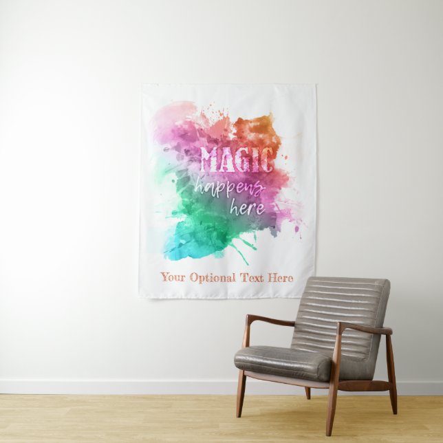 Custom text “Magic” tapestry (In Situ)