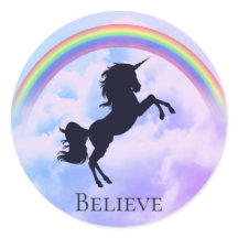 Custom Text Magic Unicorn Purple Clouds Rainbow