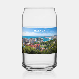 Custom Text Malaga Spain Areal Photograph Can Glass