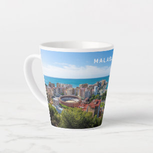 Custom Text Malaga Spain Areal Photograph Latte Mug