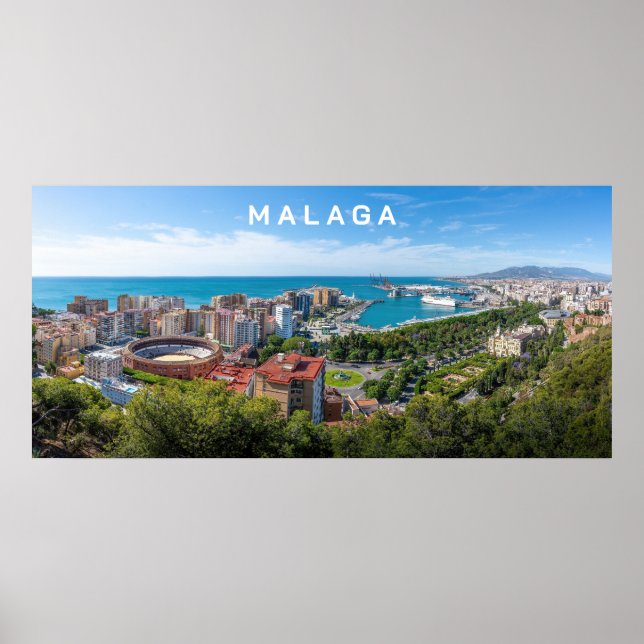 Custom Text Malaga Spain Areal Photograph Poster (Front)