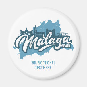 Custom Text Malaga Spain Magnet