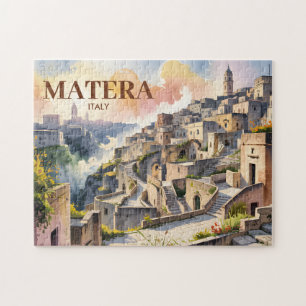 Custom Text Matera Italy Travel Sassi di Matera Jigsaw Puzzle