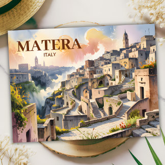 Custom Text Matera Italy Travel Sassi di Matera Postcard