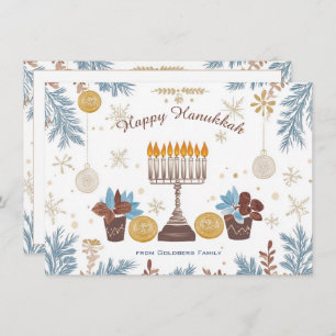 Custom text Menorah Glow: A Watercolor Hanukkah Holiday Card