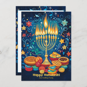 Custom text Menorah Magic Greeting Holiday Card