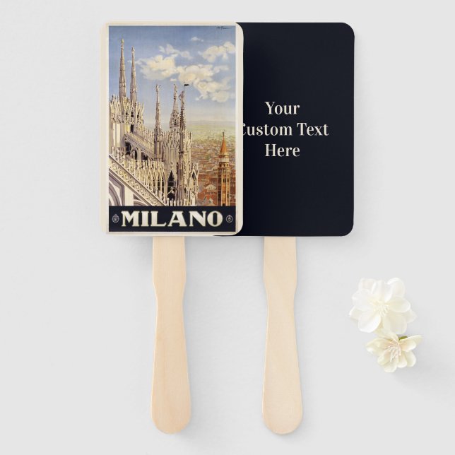 Custom text Milano Italy Vintage Travel fan set (Front and Back)