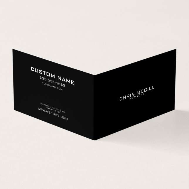 CUSTOM TEXT - Minimalist Black Business Card (Outside)