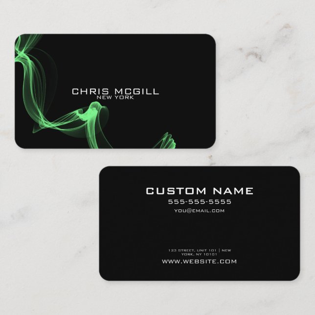 CUSTOM TEXT - Minimalist Black Glow Smoke Business Card (Front/Back)