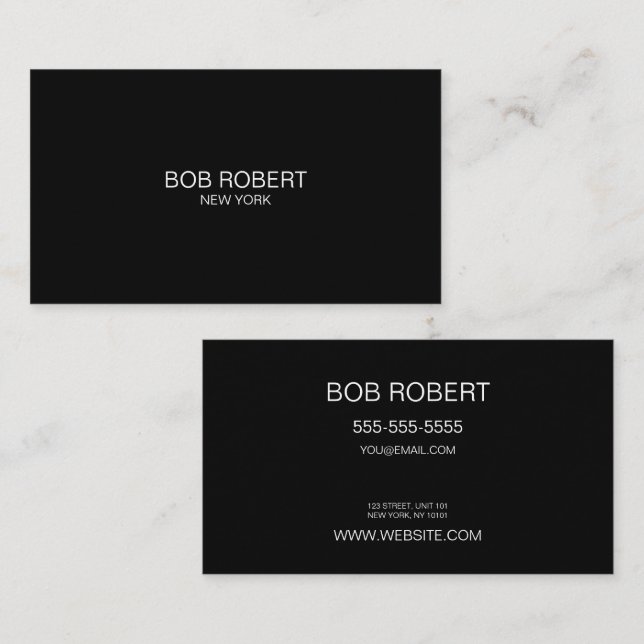 CUSTOM TEXT - Minimalist Solid Black Business Card (Front/Back)