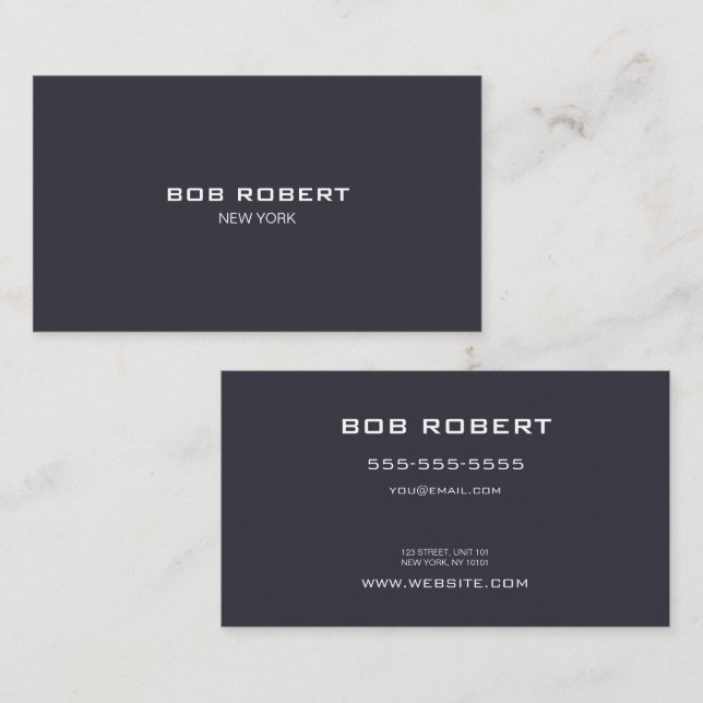 CUSTOM TEXT - Minimalist Solid Grey Business Card (Front/Back)
