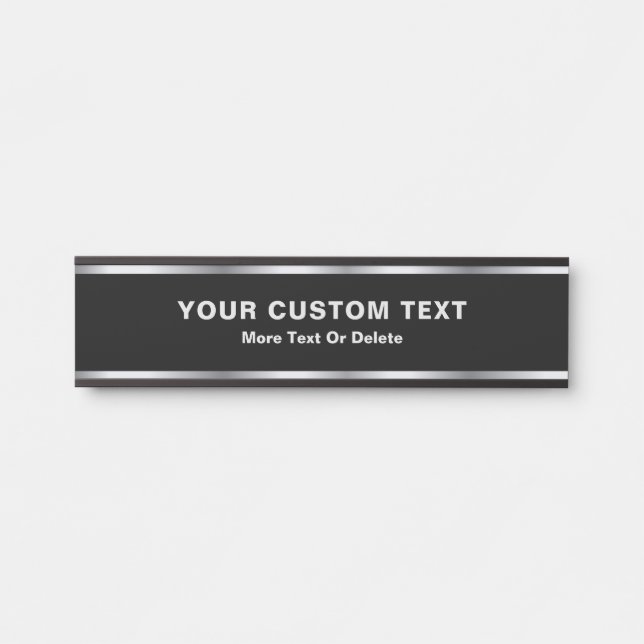 Custom Text Modern Black & Silver Glamorous Luxury Door Sign (Front)