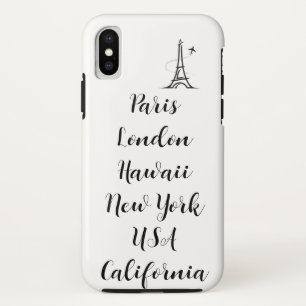 Custom text modern design trendy paris black white iPhone XS case