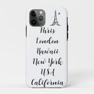 Custom text modern design trendy paris black white iPhone 11 pro case