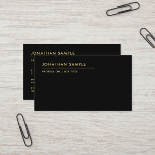 Custom Text Modern QR Code Elegant Black & Gold Business Card