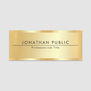 Custom Text Modern Simple Template Gold Glamour Name Tag