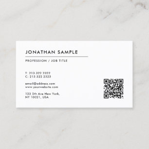 Custom Text Modern Simple Template QR Code Business Card