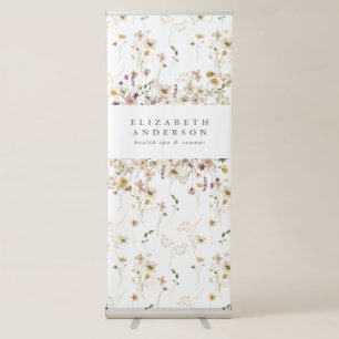 Custom Text Modern Spring Wildflowers Floral Boho Retractable Banner