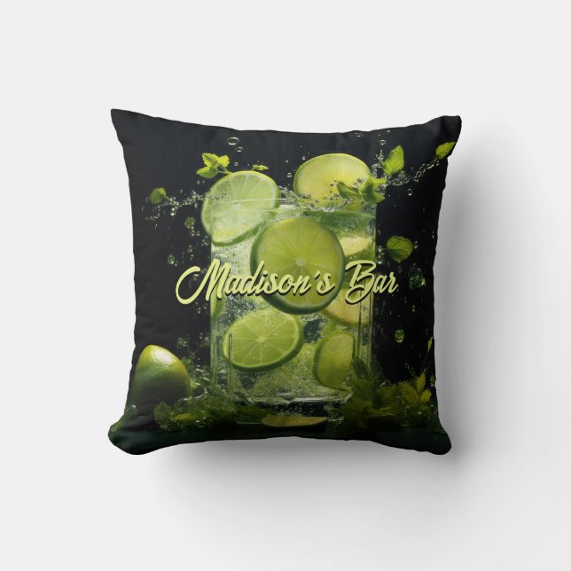 Custom Text Mojito Cocktail Cushion (Front)