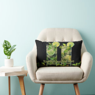 Custom Text Mojito Cocktails Lumbar Cushion
