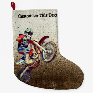 Custom Text/ Motorcycle Men Mudding Boy Sports Large Christmas Stocking
